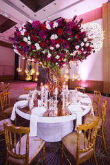 wedding banquet decoration  with candles and flowers