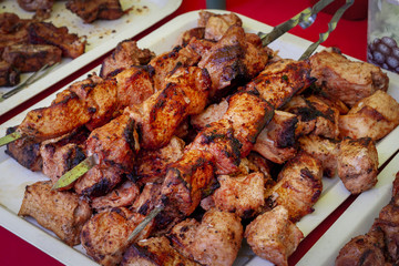 Tasty shish kebab closeup