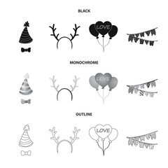 Vector illustration of party and birthday logo. Set of party and celebration stock symbol for web.