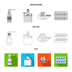 Vector illustration of pharmacy and hospital symbol. Collection of pharmacy and business stock vector illustration.