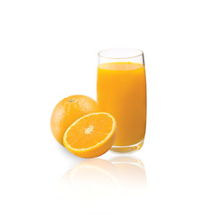 orange juice glass, isolated on white background, .collection juice have made selection paths.