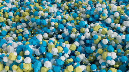 Geometric particle multicolor background. 3d illustration, 3d rendering.