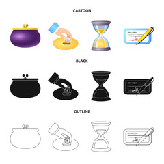Vector illustration of bank and money sign. Set of bank and bill stock vector illustration.