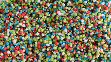 Geometric particle multicolor background. 3d illustration, 3d rendering.