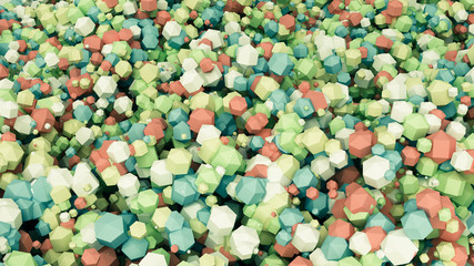 Geometric particle multicolor background. 3d illustration, 3d rendering.