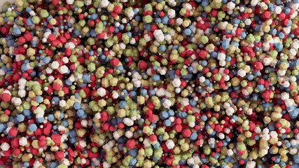 Geometric particle multicolor background. 3d illustration, 3d rendering.