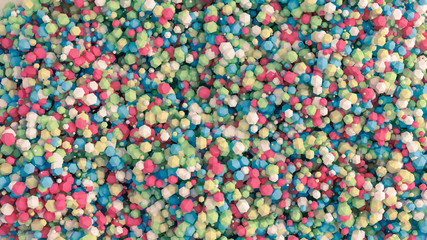 Geometric particle multicolor background. 3d illustration, 3d rendering.