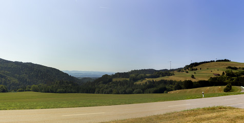 Fototapeta na wymiar Panorama from Gersbach in the Black Forest to the Alps