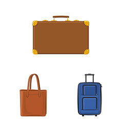 Vector design of suitcase and baggage symbol. Collection of suitcase and journey stock vector illustration.