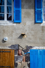 French farmhouse blue shutters