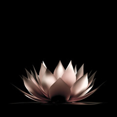 Gold flower paper and grass. 3d illustration, 3d rendering.