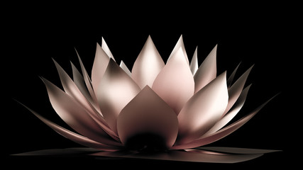 Gold flower paper and grass. 3d illustration, 3d rendering.