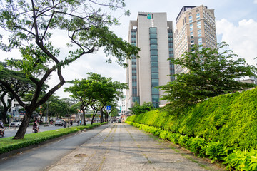 Ho Chi Minh City, Vietnam - 2 Sep 2018: The crowded streets of Ho Chi Minh City, Vietnam. Ho Chi Minh City is the largest city of Vietnam with the population over 14 millions citizens