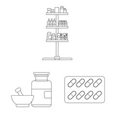 Isolated object of pharmacy and hospital sign. Set of pharmacy and business vector icon for stock.
