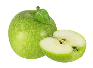 Fresh green apple isolated on white background with clipping path