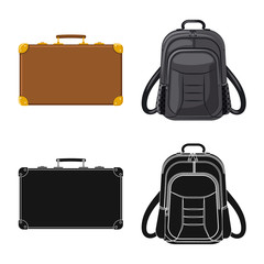 Vector design of suitcase and baggage logo. Collection of suitcase and journey vector icon for stock.