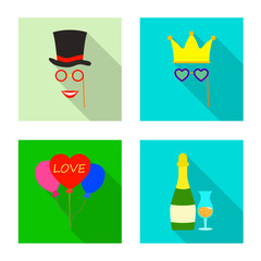 Vector design of party and birthday symbol. Set of party and celebration stock symbol for web.