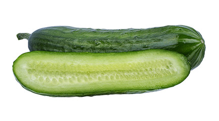 Fresh cucumber isolated on white background with clipping path