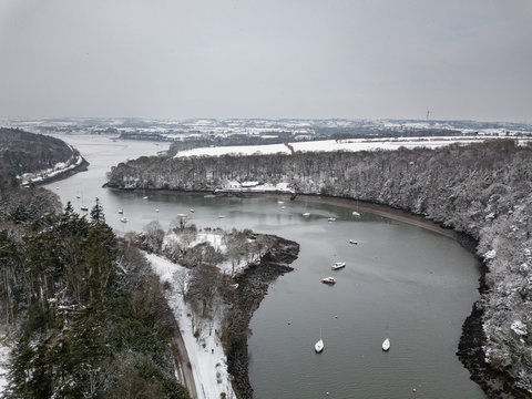 Aerial view of a rural winter landscape, Cork, Ireland