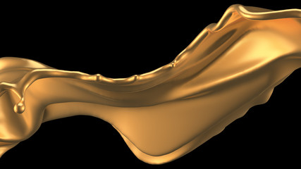 Mysterious, mystical, luxury splash of gold. 3d illustration, 3d rendering.