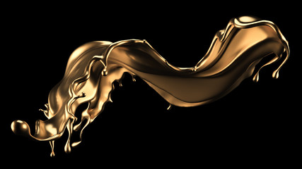 Mysterious, mystical, luxury splash of gold. 3d illustration, 3d rendering.