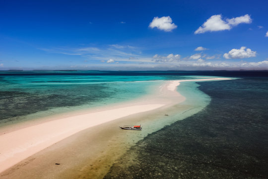 Fishing boat on Ngurtavur beach, Kai Islands, Maluku, Indonesia