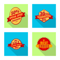 Vector illustration of emblem and badge sign. Set of emblem and sticker stock vector illustration.