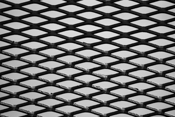 The texture of a metal black and white lattice