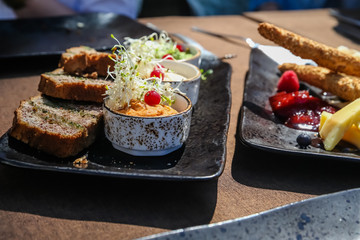 Charcuterir of Estonian cheeses and spreads