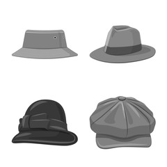 Vector design of headwear and cap icon. Set of headwear and accessory vector icon for stock.