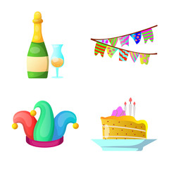 Vector illustration of party and birthday symbol. Set of party and celebration vector icon for stock.