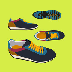 Set of colored sneakers