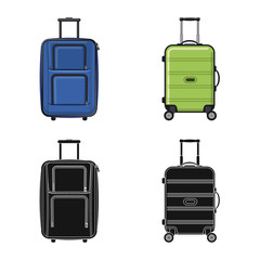 Vector illustration of suitcase and baggage logo. Set of suitcase and journey stock vector illustration.