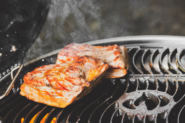 Crispy pork on grill