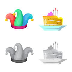 Isolated object of party and birthday icon. Collection of party and celebration vector icon for stock.