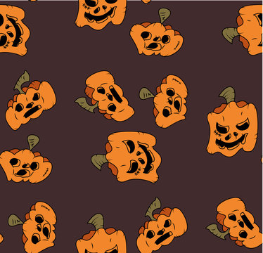 Pattern of pumpkins for Halloween, the day of all the saints. Seamless Pattern of Funny Pumpkins for Halloween Pendant