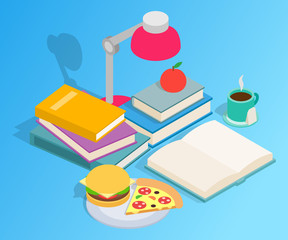 Desktop clip art. Isometric clip art of desktop concept vector icons for web isolated on white background