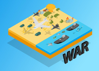 War clip art. Isometric clip art of war concept vector icons for web isolated on white background