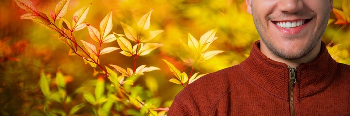 Composite image of young man standing