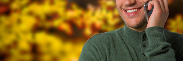 Composite image of man talking on mobile phone
