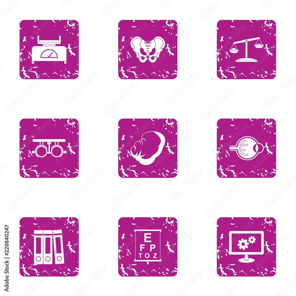 Poster ponder icons set. grunge set of 9 ponder vector icons for web isolated on white background