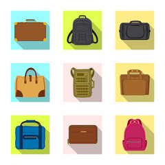 Vector design of suitcase and baggage logo. Set of suitcase and journey vector icon for stock.