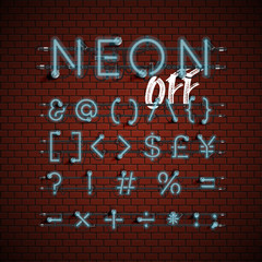 Obraz premium High detailed neon font set, vector illustration