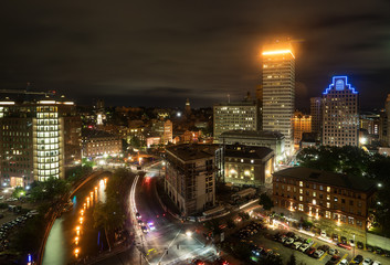 Illuminated city from high above