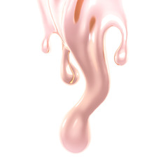A splash of thick, golden liquid. 3d illustration, 3d rendering.