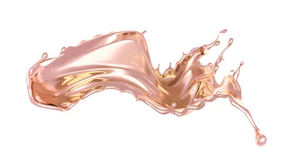 Ein Spritzer dicker, goldener Flüssigkeit. 3D-Darstellung, 3D-Rendering. © Pierell