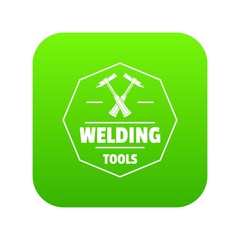 Welding work icon green vector isolated on white background