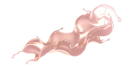 A splash of thick, golden liquid. 3d illustration, 3d rendering.