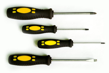 Screwdrivers on white background