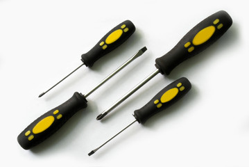 Screwdrivers on white background